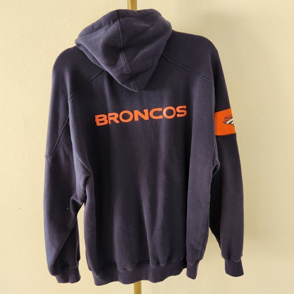 NFL Denver Broncos Full Zip Hoodie Jacket Mens Size Large Embroidered Navy Blue - Picture 7 of 7